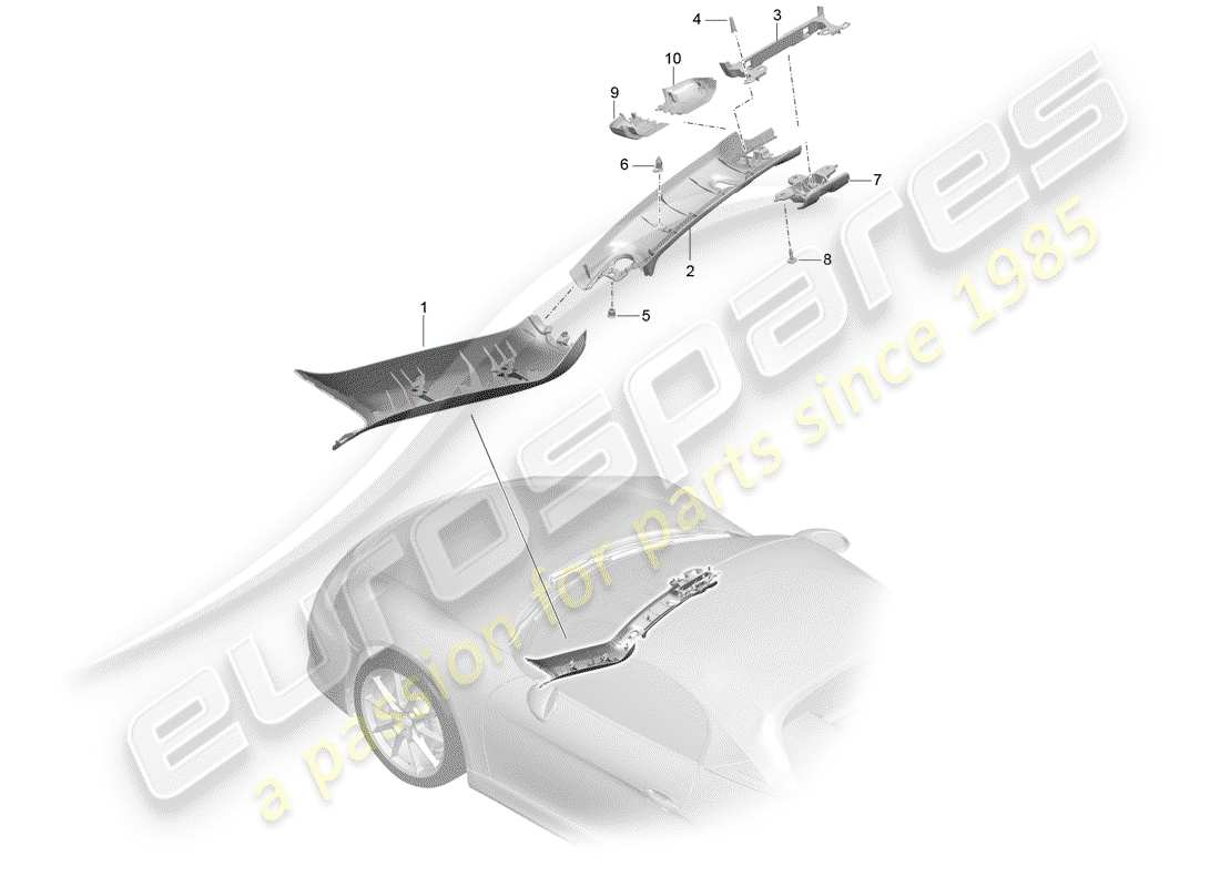 porsche boxster spyder (2016) trims part diagram