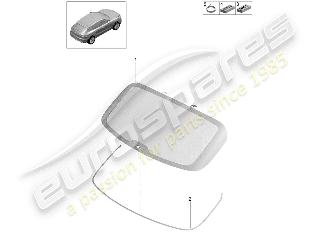 porsche macan (2019) rear window glass part diagram