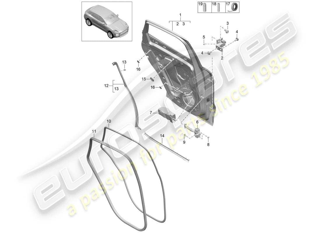 porsche macan (2019) door shell part diagram