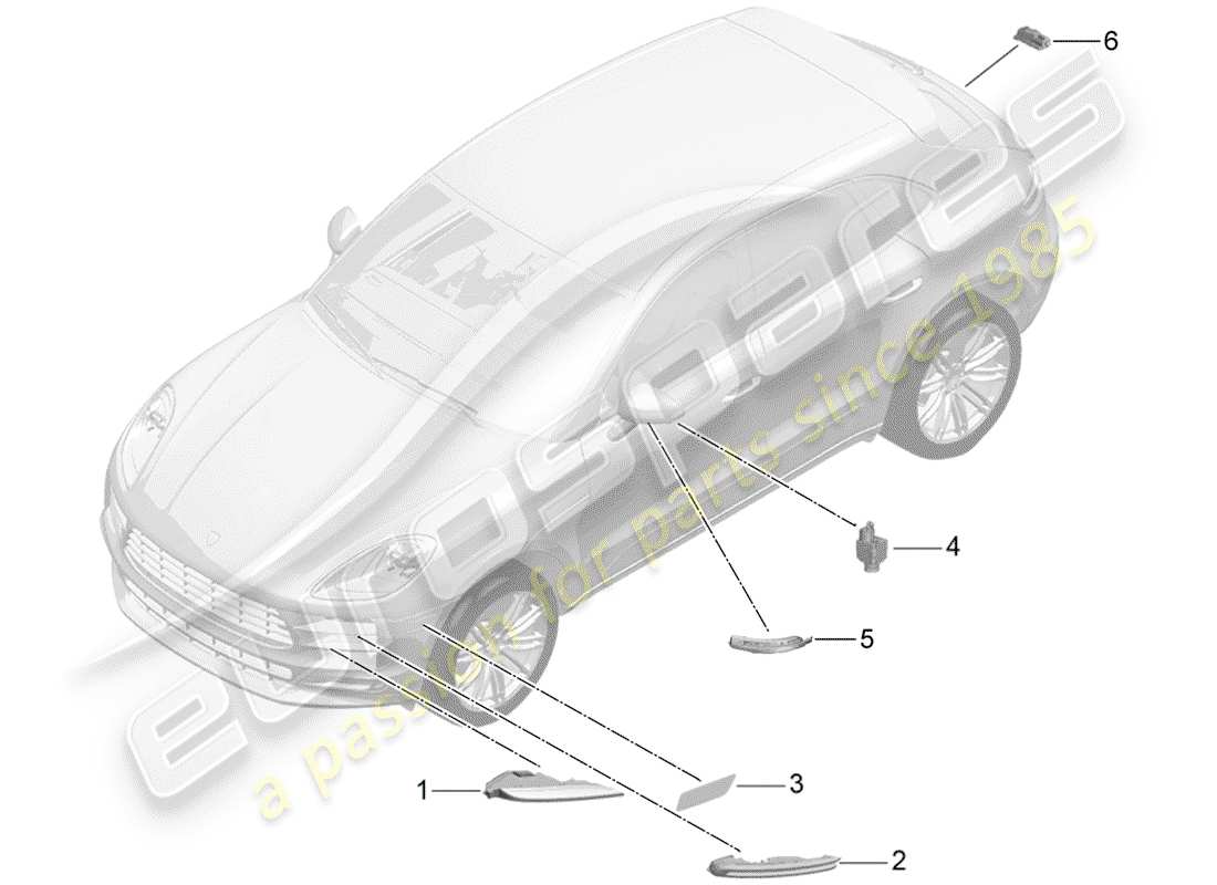 porsche macan (2019) turn signal repeater part diagram