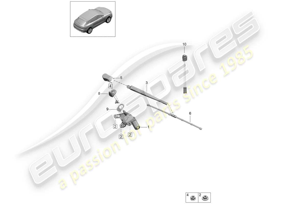 porsche macan (2019) rear window wiper part diagram