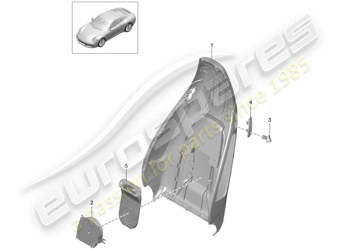 porsche 991 gen. 2 (2020) backrest shell part diagram