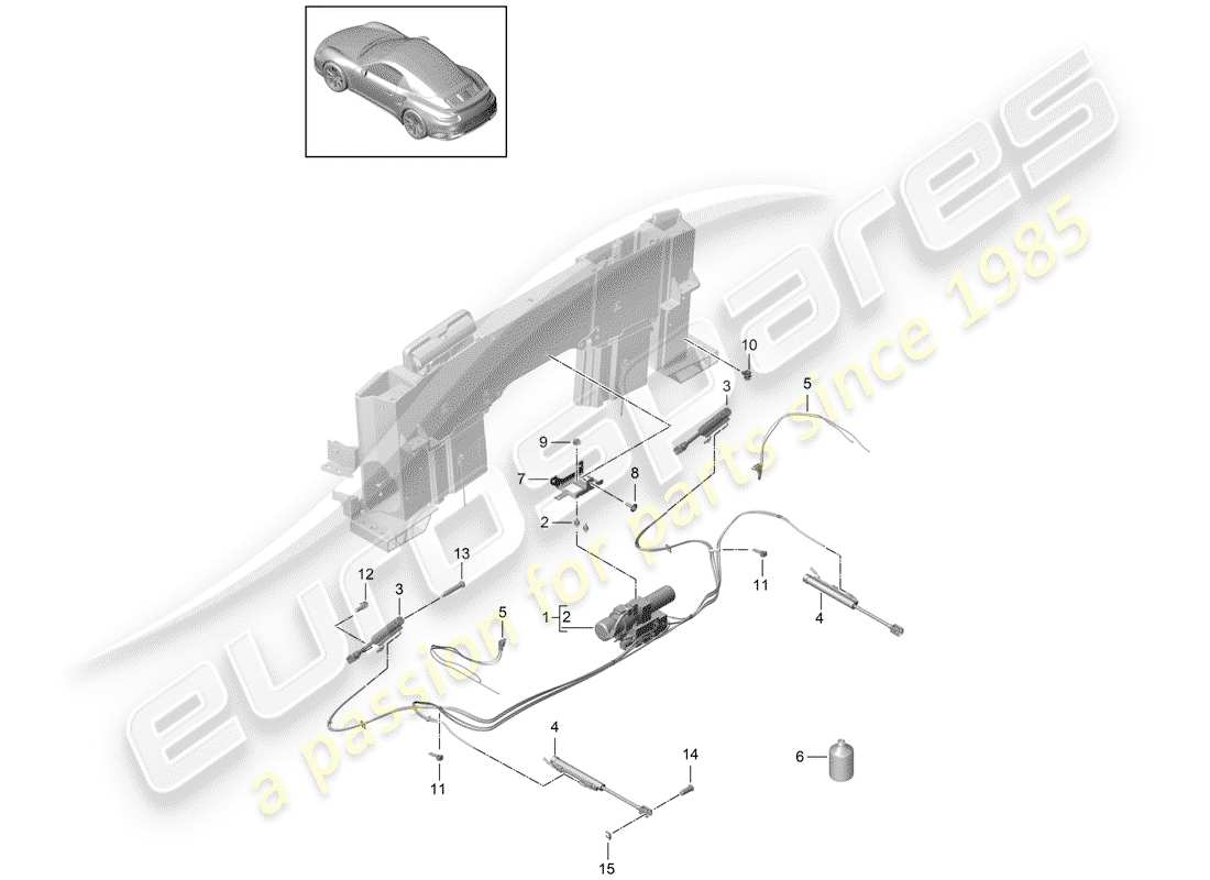 porsche 991 gen. 2 (2020) top stowage box part diagram