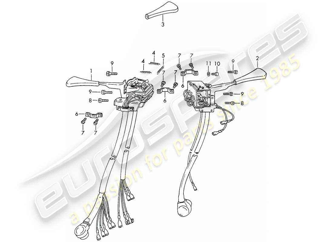 porsche 911/912 (1966) steering column switch part diagram