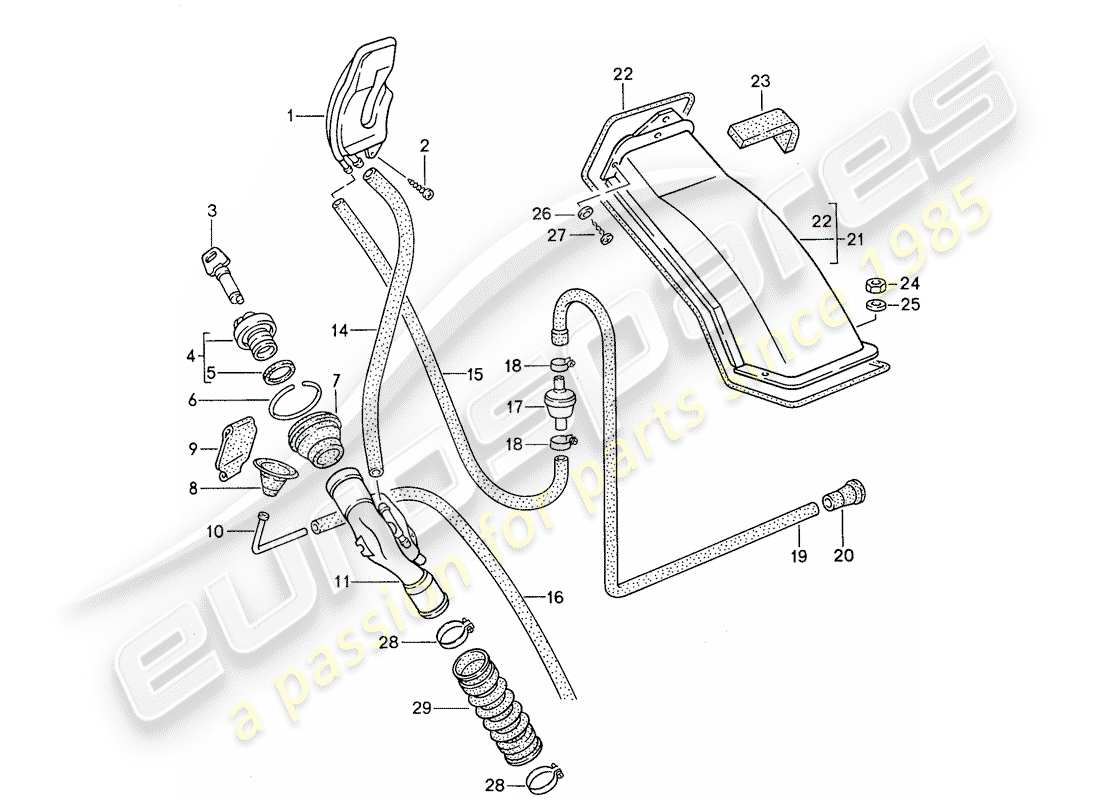 porsche 944 (1990) filler neck part diagram