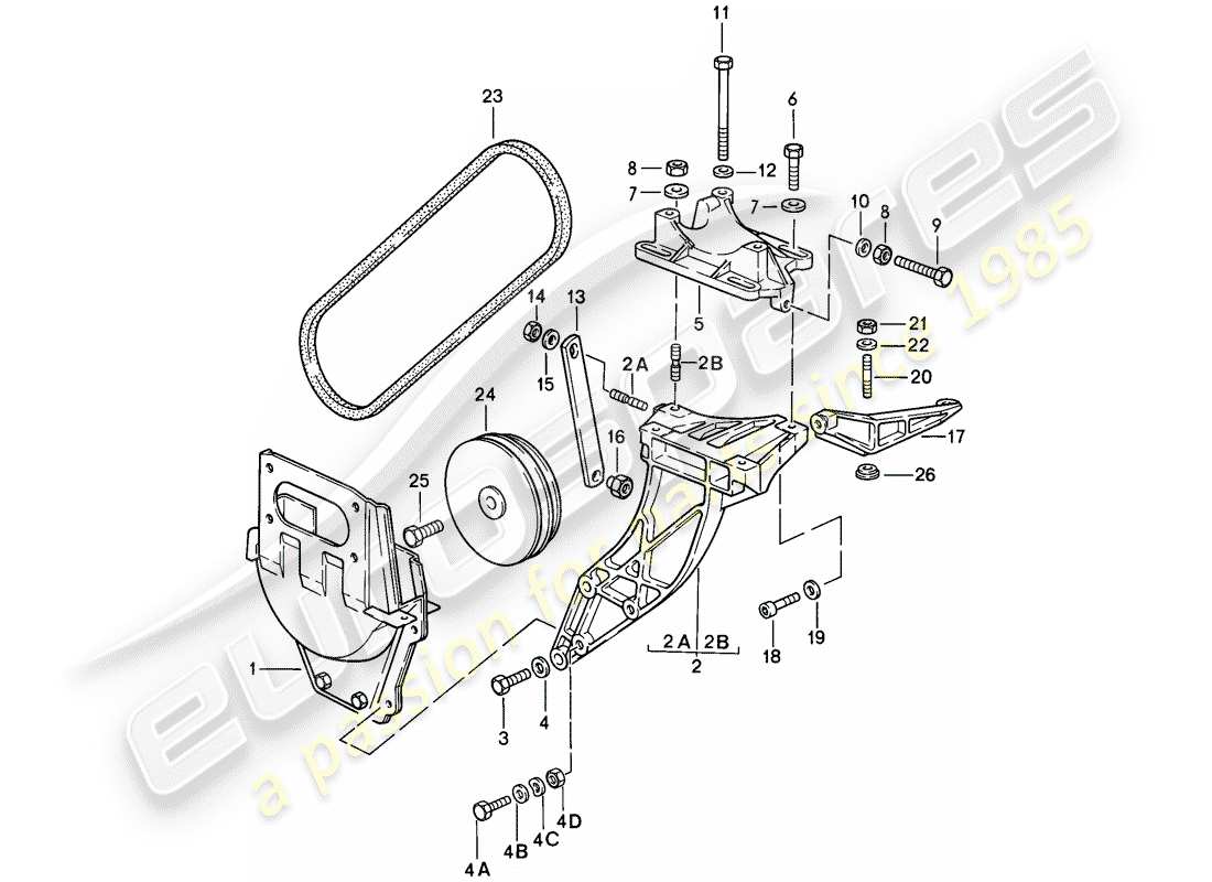 porsche 911 (1984) compressor - mounting - and - driving mechanism part diagram