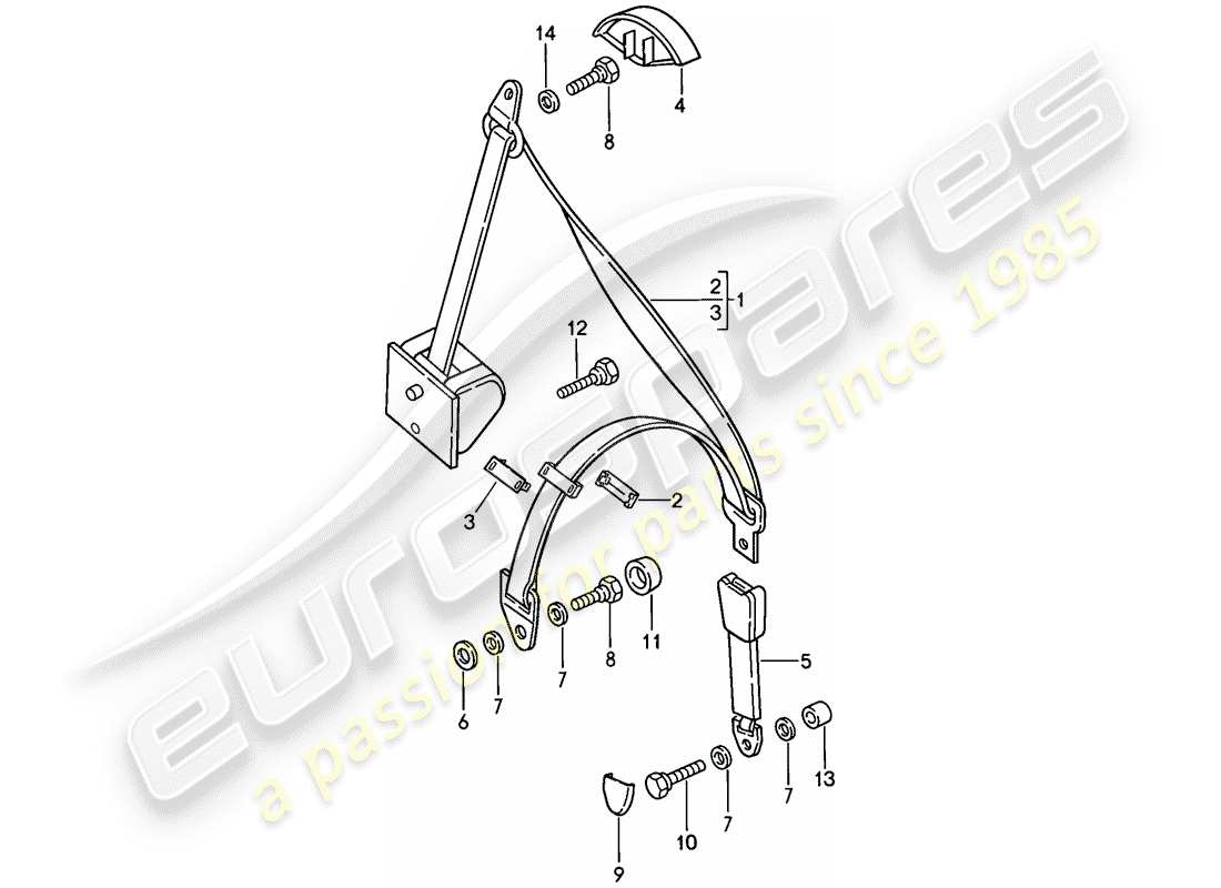 porsche 924s (1986) seat belt part diagram