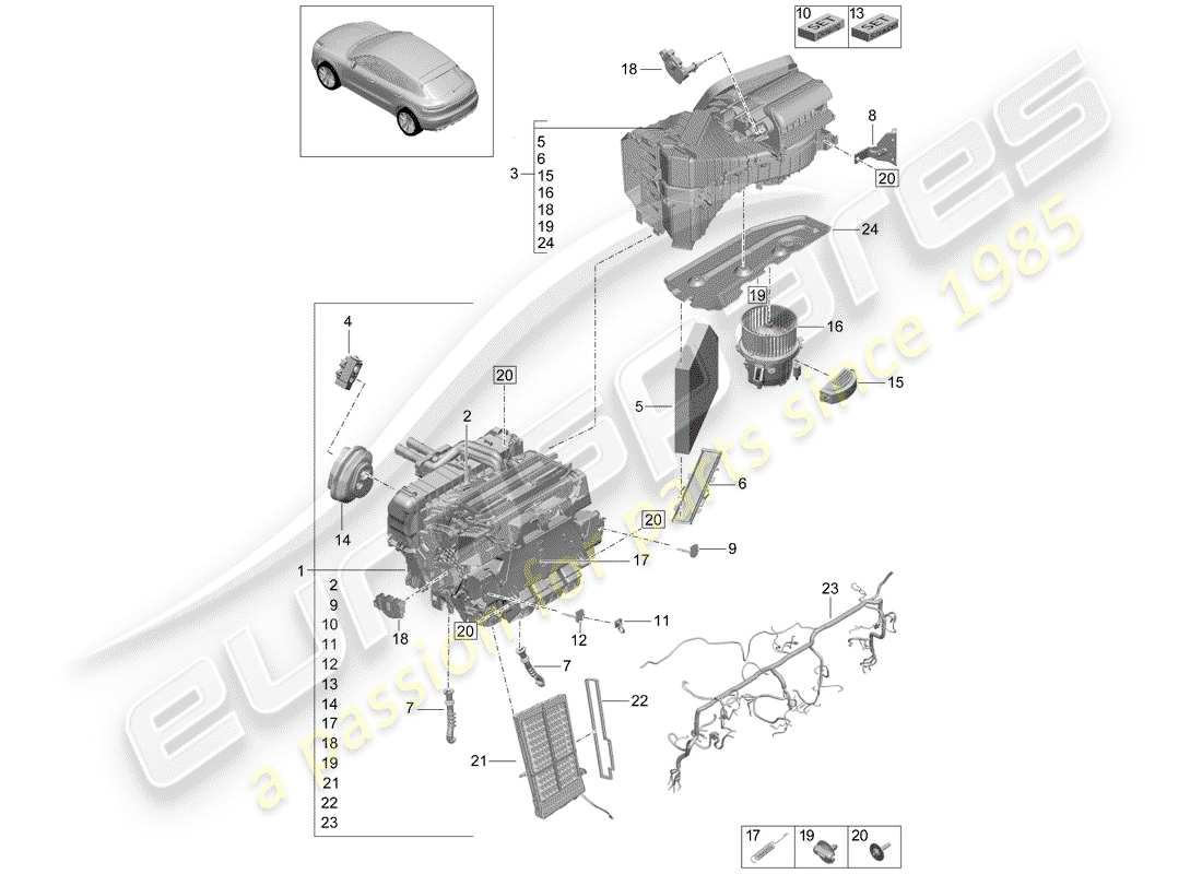 porsche macan (2019) air conditioner part diagram