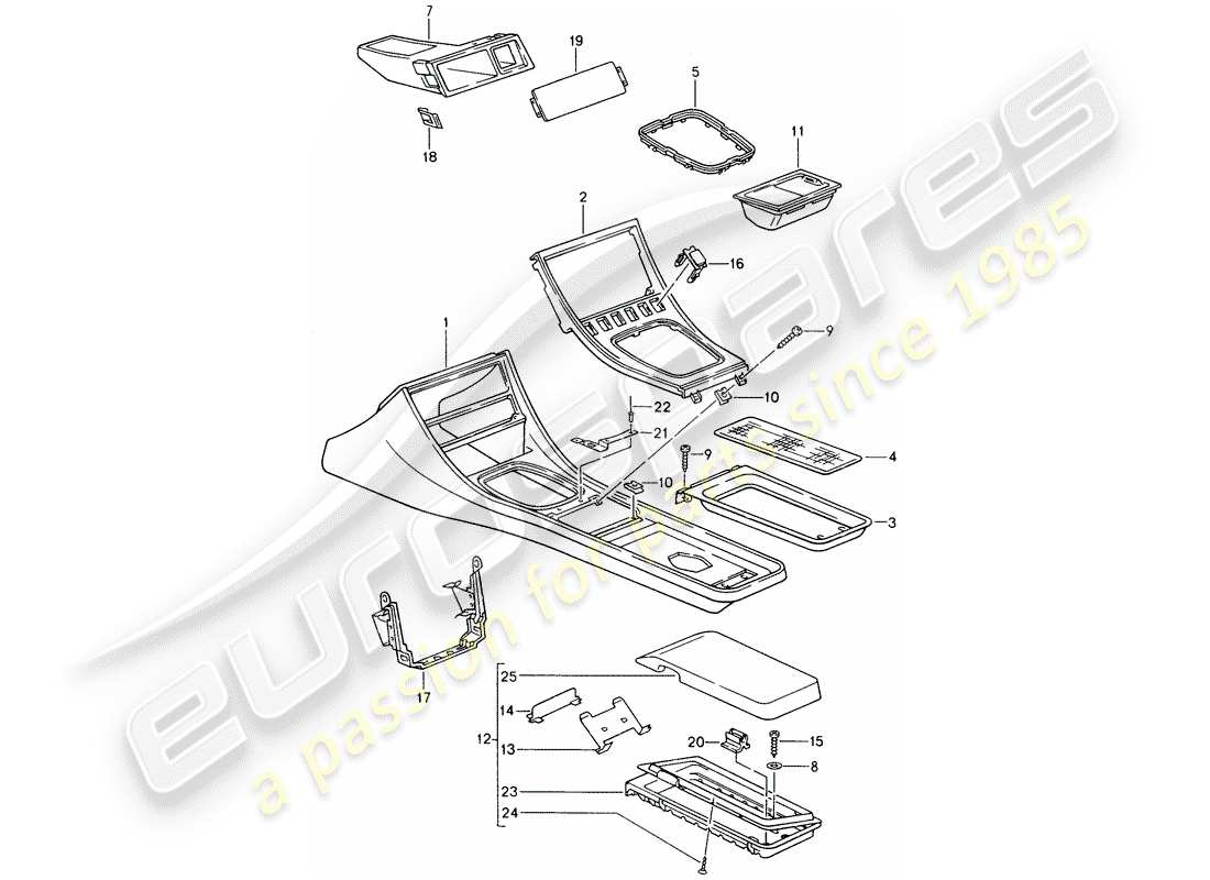 porsche 968 (1992) cassette holder - center console part diagram