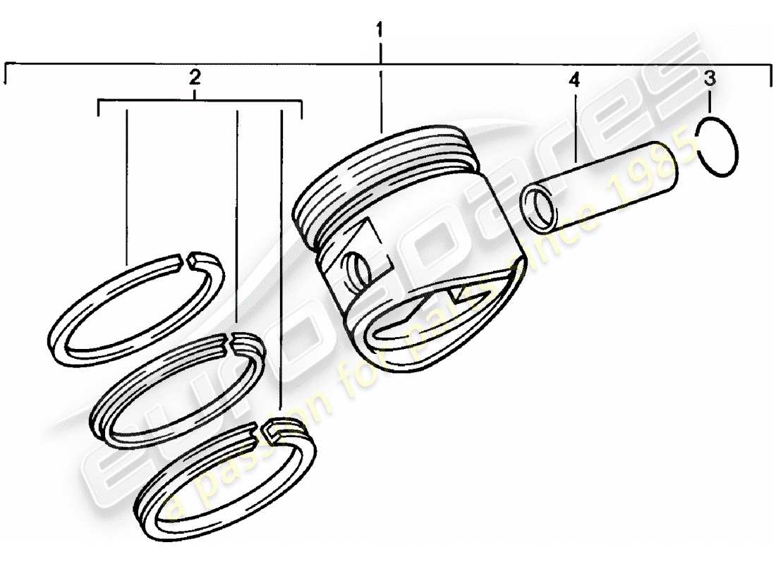 porsche 924 (1985) piston - piston rings part diagram