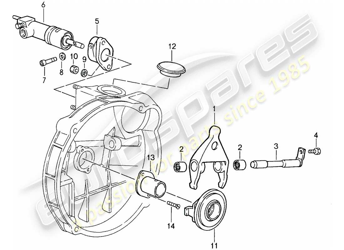 porsche 959 (1987) clutch release part diagram