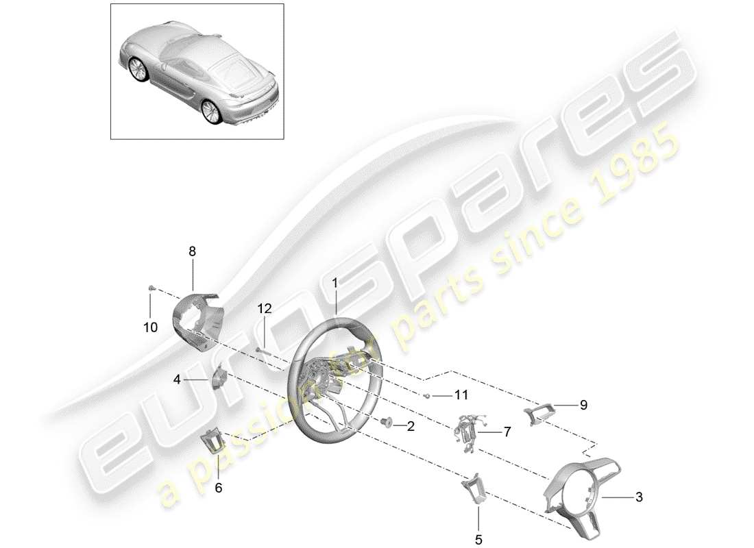 porsche cayman gt4 (2016) steering wheels part diagram