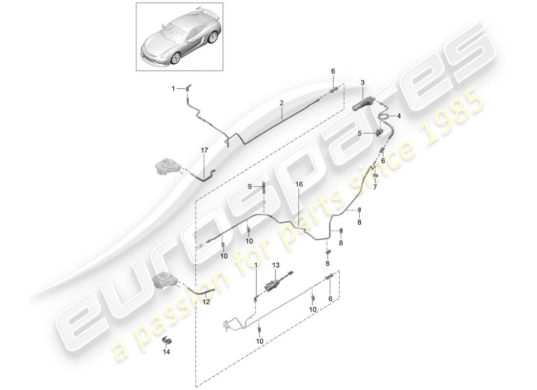 porsche cayman gt4 (2016) clutch actuation part diagram