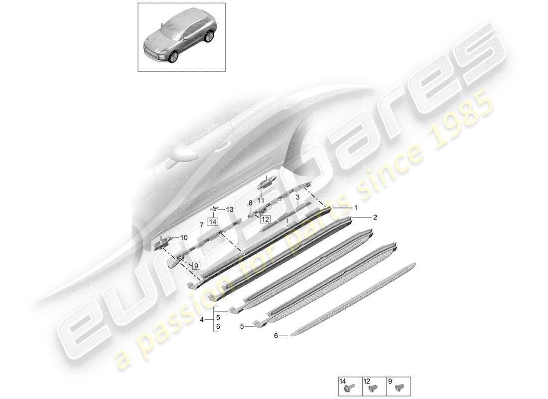 porsche macan (2019) side member trim part diagram