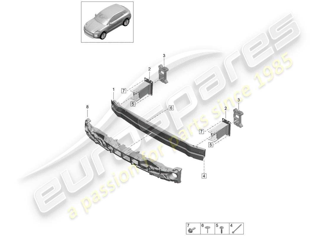 porsche macan (2019) bumper bracket part diagram