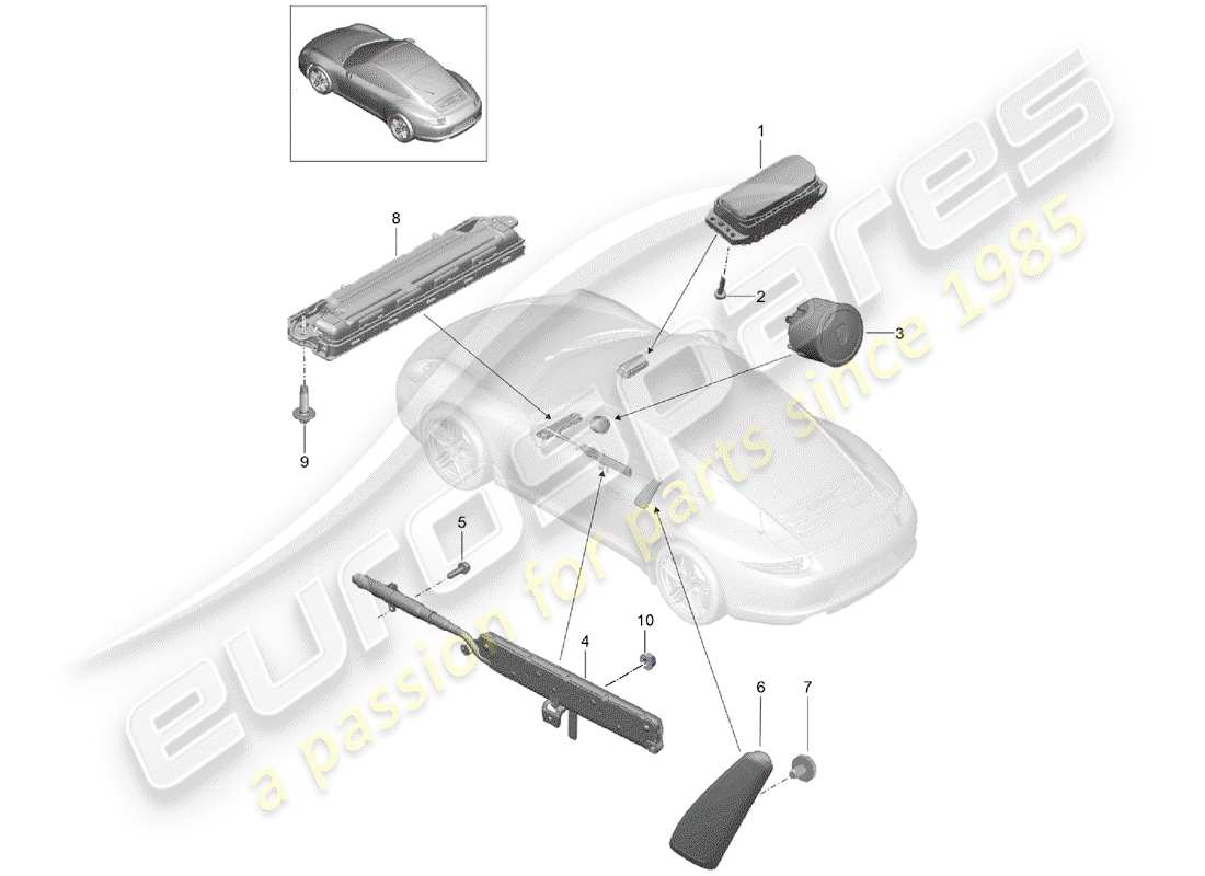 porsche 991 (2014) airbag part diagram