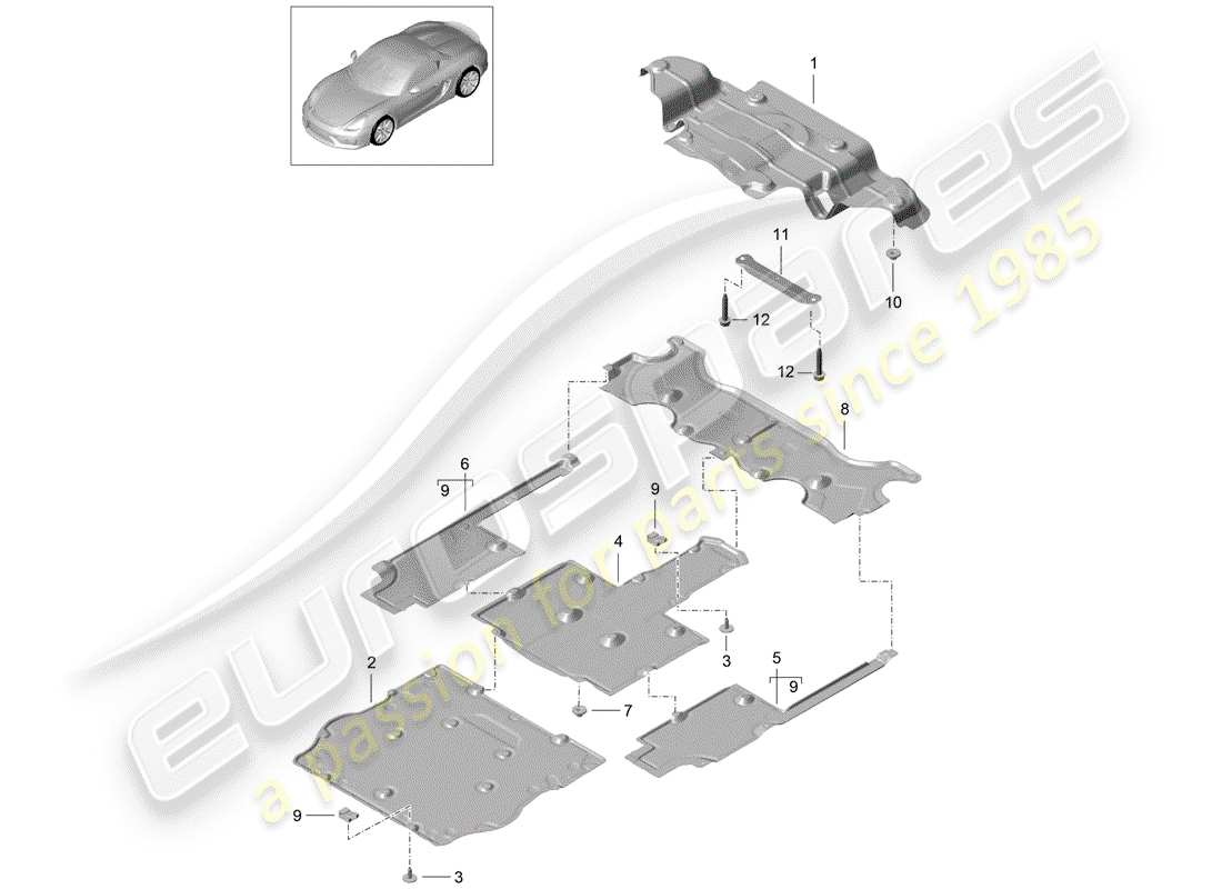 porsche boxster spyder (2016) lining part diagram