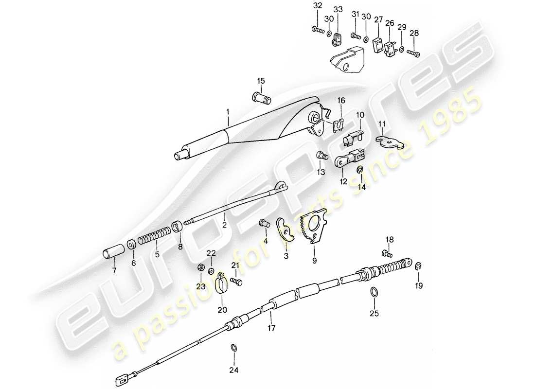 porsche 959 (1988) handbrake part diagram