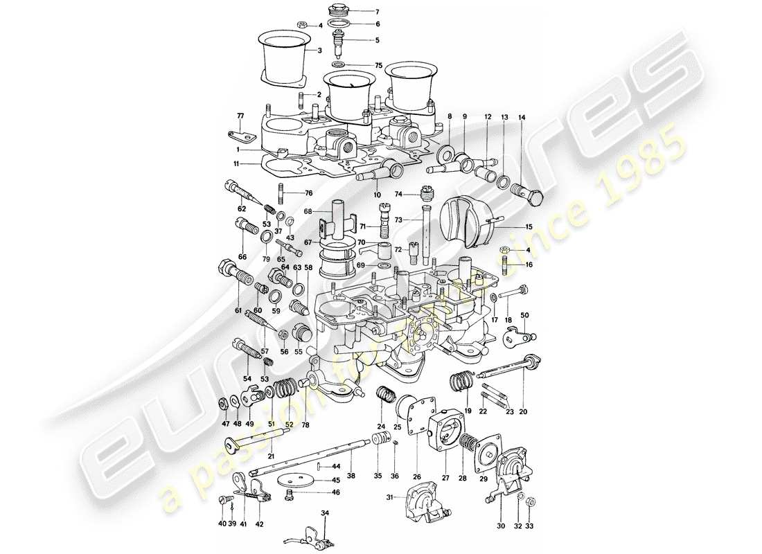 porsche 914 (1976) carburetor - repair material part diagram