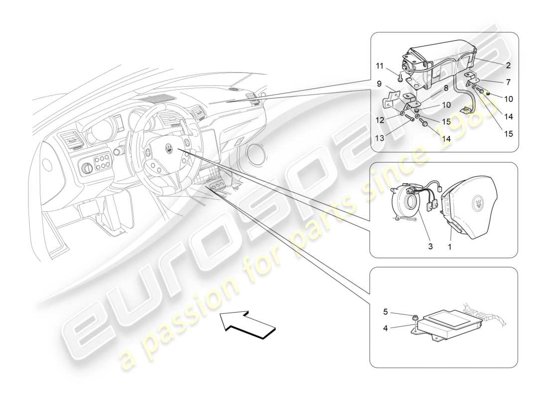 maserati granturismo s (2018) front airbag system part diagram