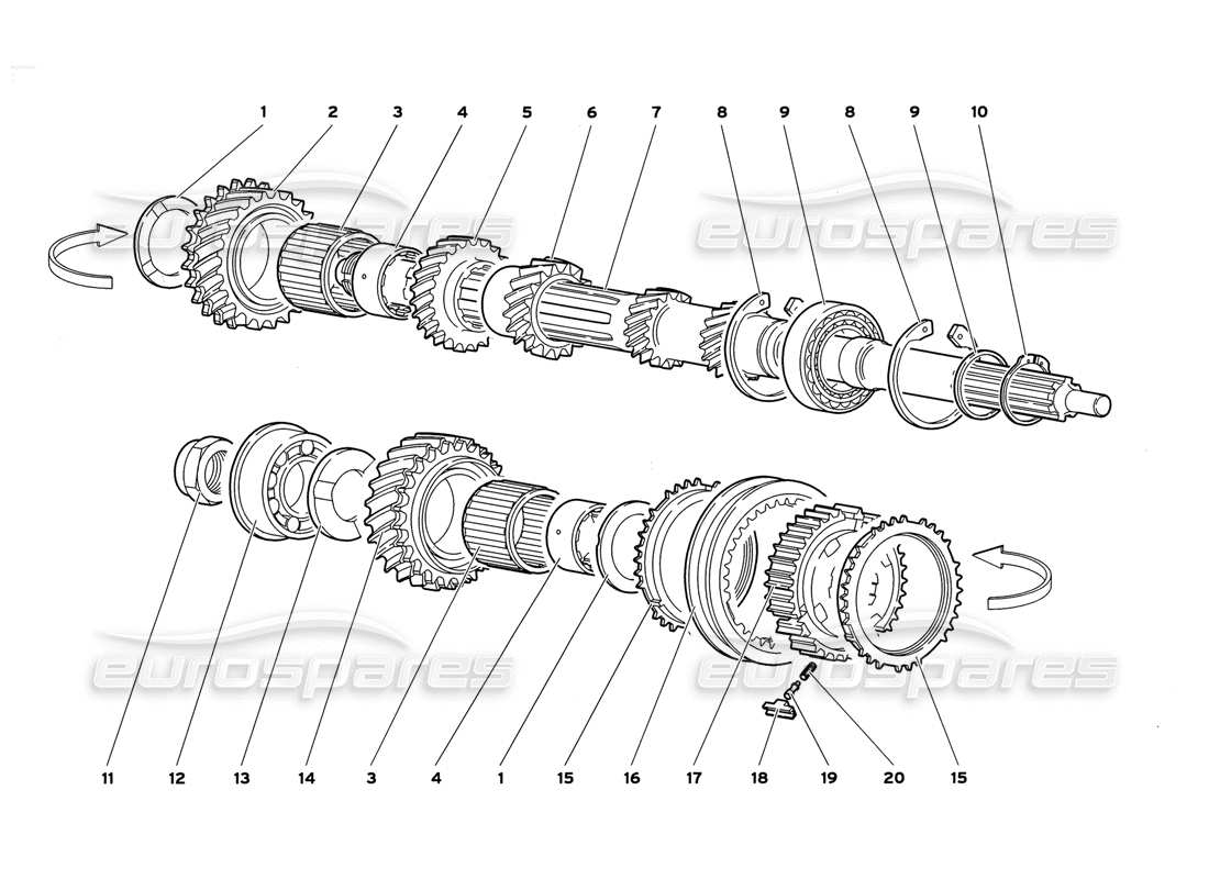 lamborghini diablo gt (1999) main shaft part diagram