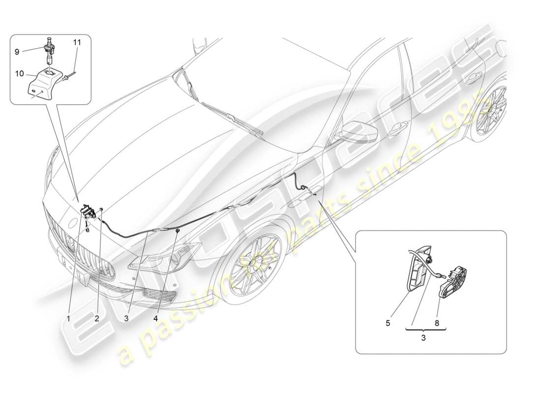 maserati qtp 3.0 bt v6 410hp (2014) front lid opening button part diagram