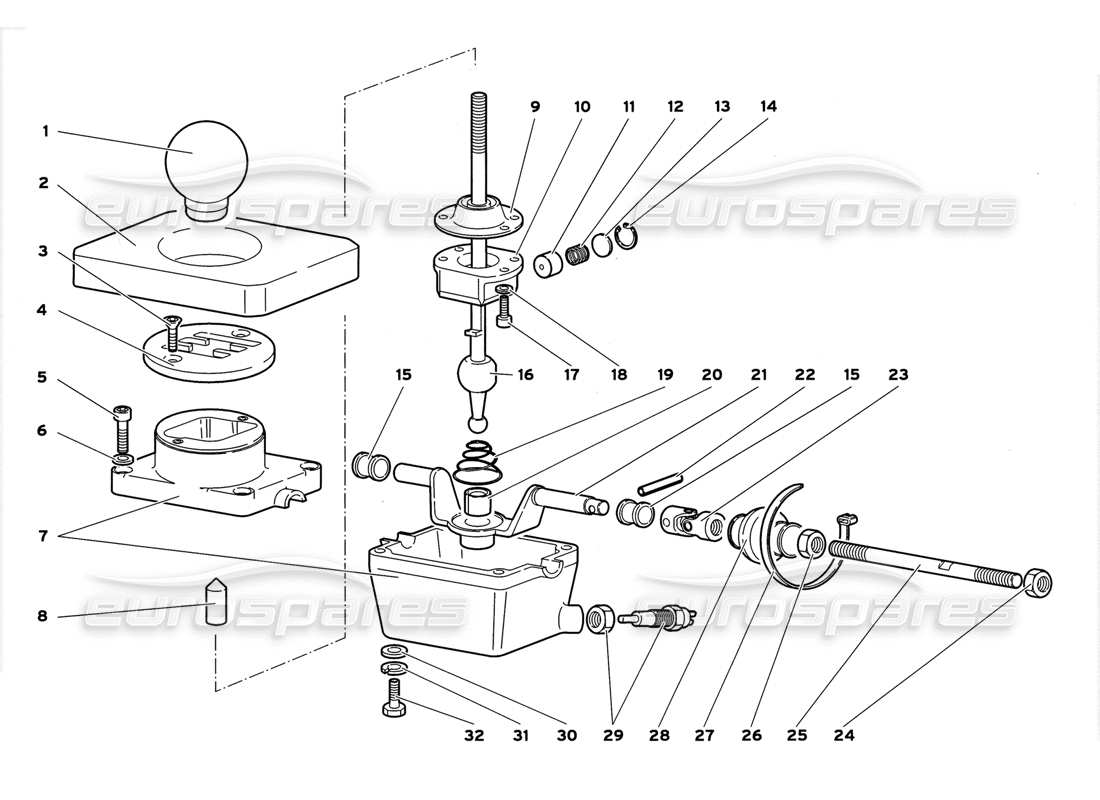 lamborghini diablo gt (1999) gearbox control tower part diagram