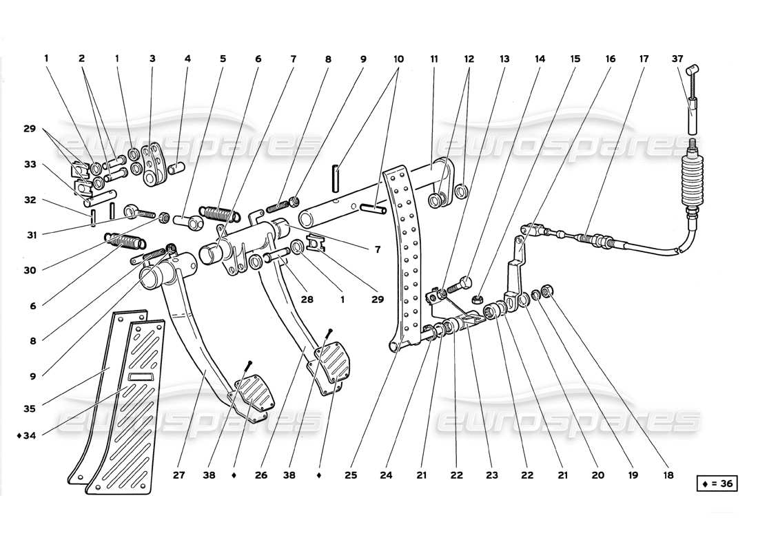 lamborghini diablo gt (1999) pedals part diagram