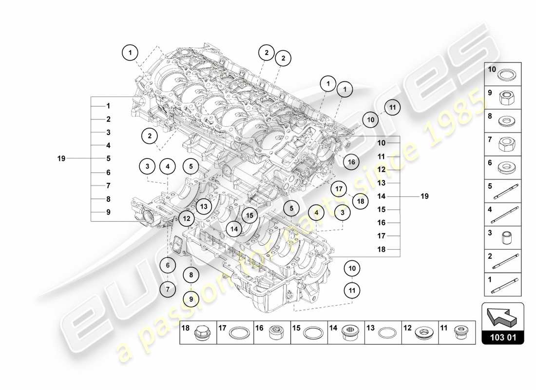 lamborghini centenario coupe (2017) engine block part diagram