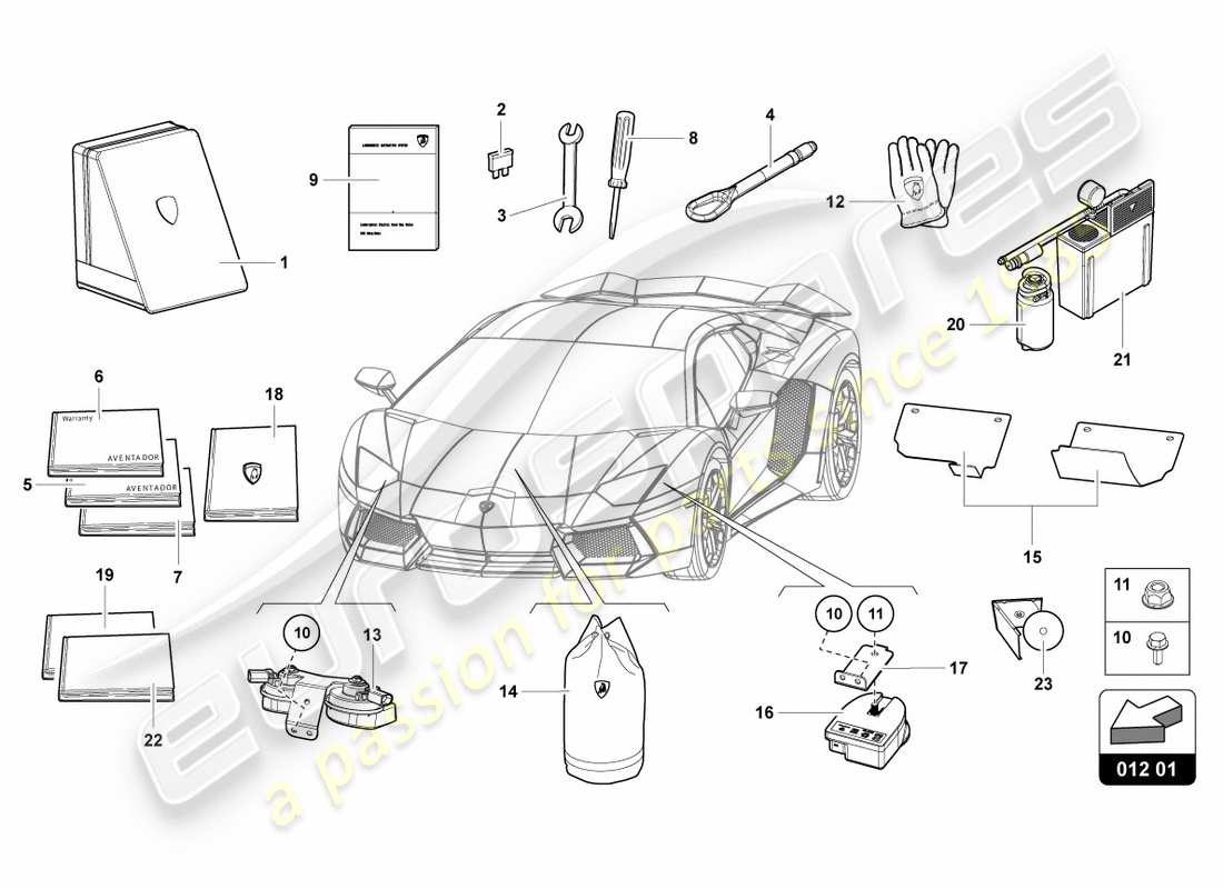 lamborghini centenario roadster (2017) vehicle tools part diagram