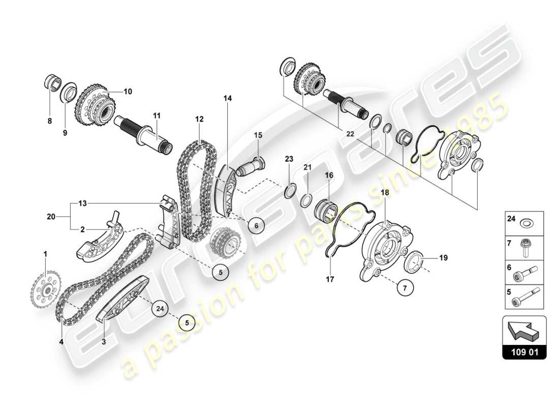 lamborghini centenario roadster (2017) timing chain part diagram