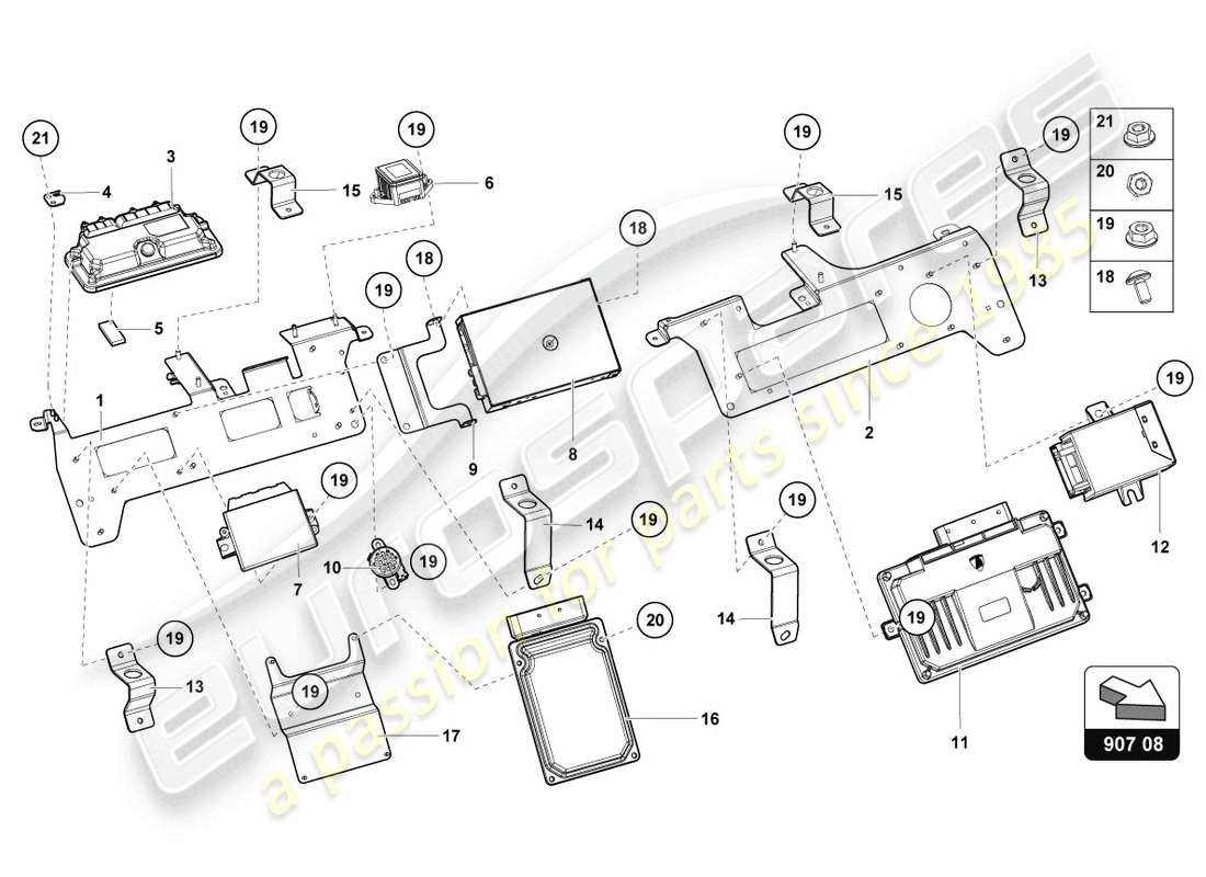 lamborghini lp750-4 sv coupe (2015) retainer for control units part diagram