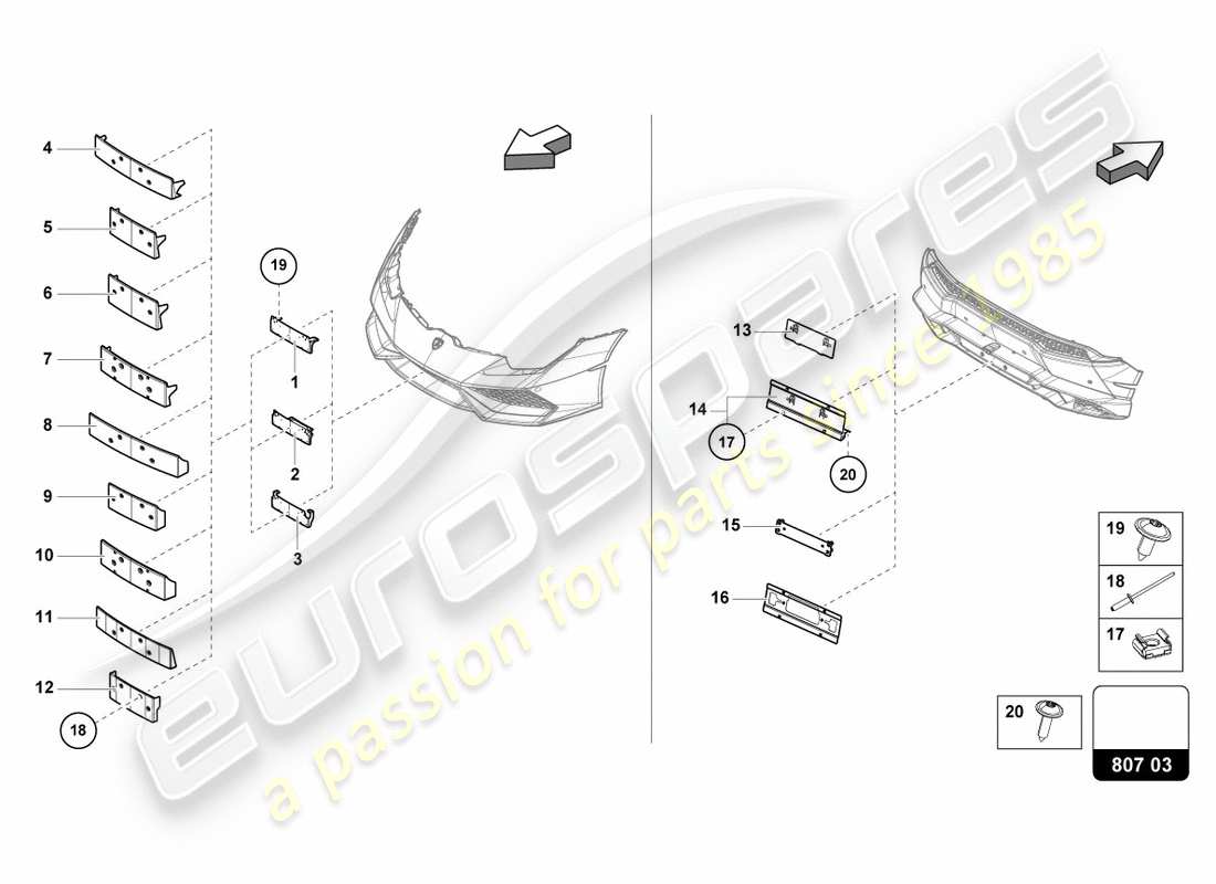 lamborghini lp610-4 spyder (2018) licence plate holder part diagram