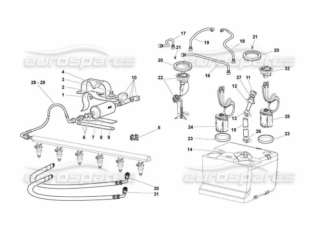 lamborghini murcielago lp670 fuel system parts diagram