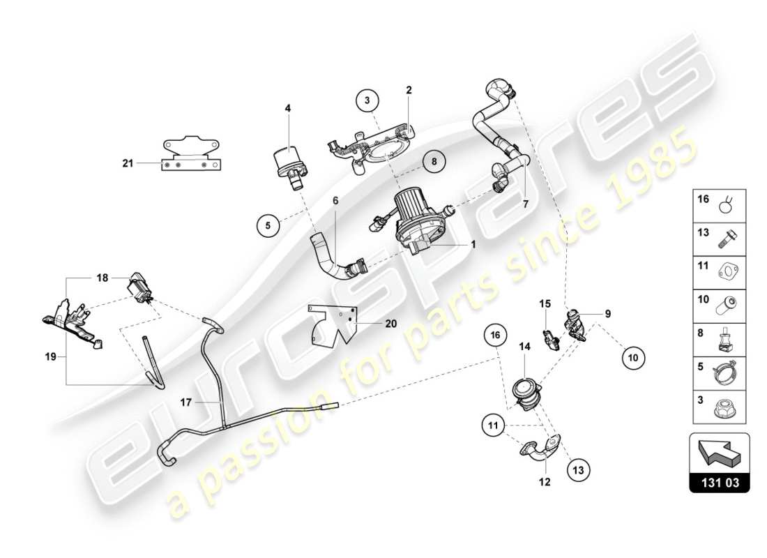 lamborghini performante coupe (2019) secondary air pump part diagram