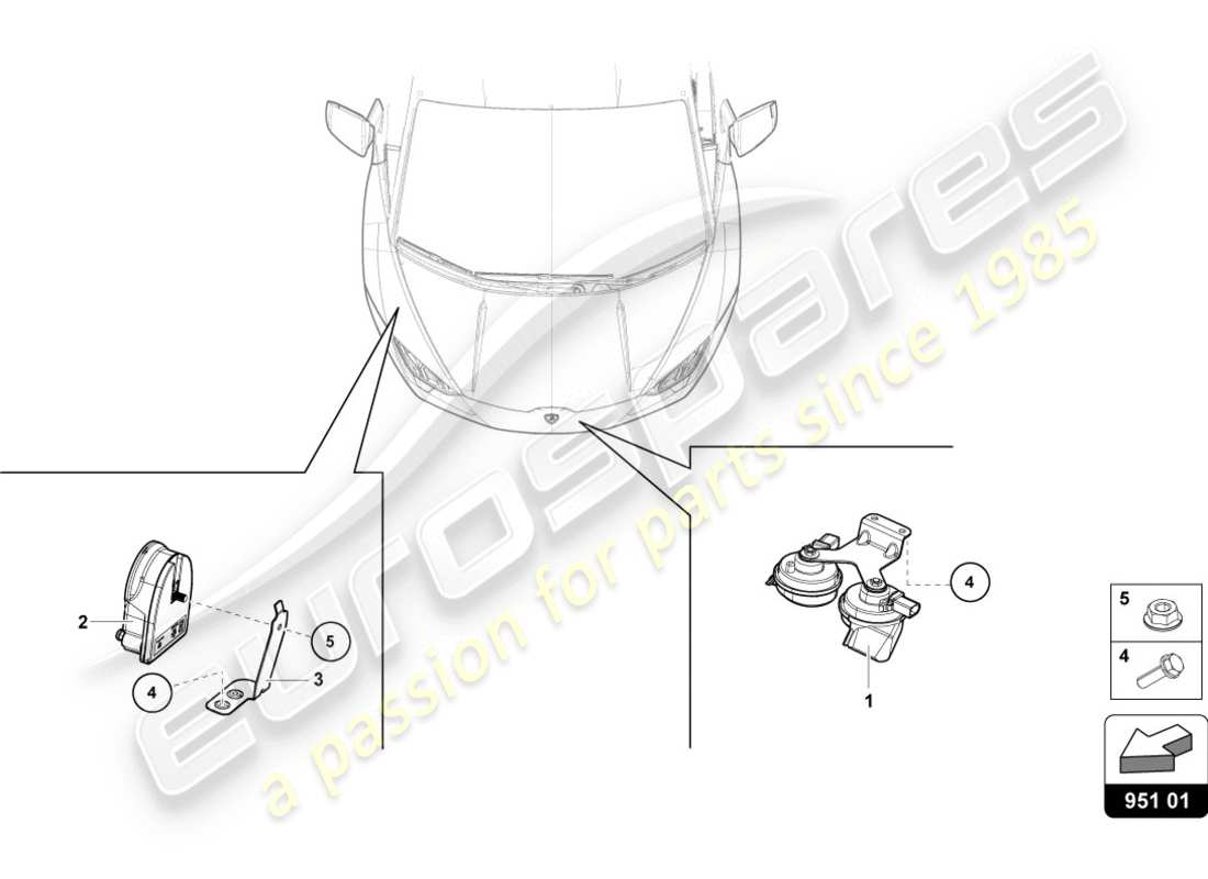 lamborghini lp610-4 coupe (2018) signal horn part diagram