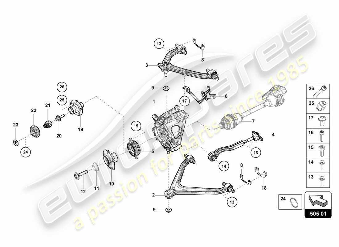 lamborghini lp610-4 spyder (2017) rear axle rear part diagram