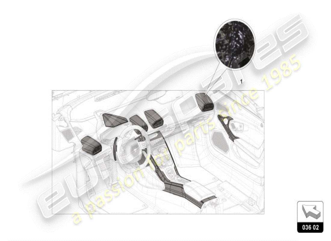 lamborghini huracan performante spyder (accessories) interior decor 'forged' part diagram