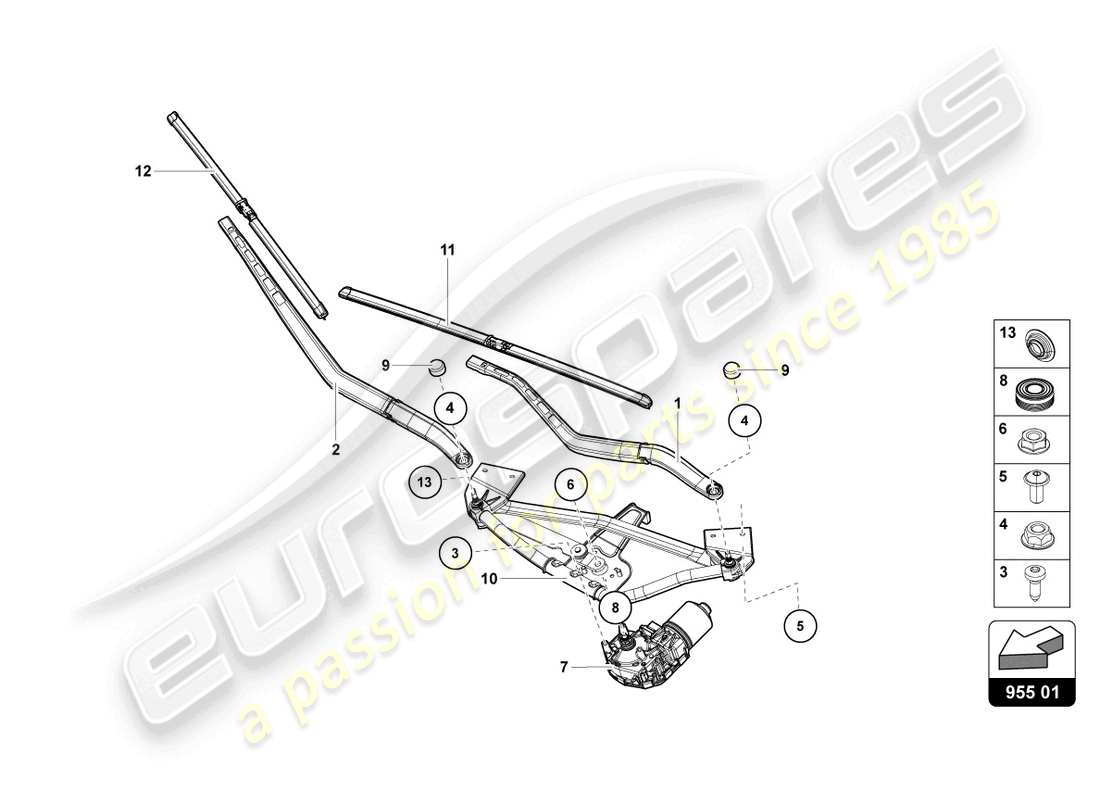 lamborghini lp700-4 coupe (2014) windshield wiper part diagram