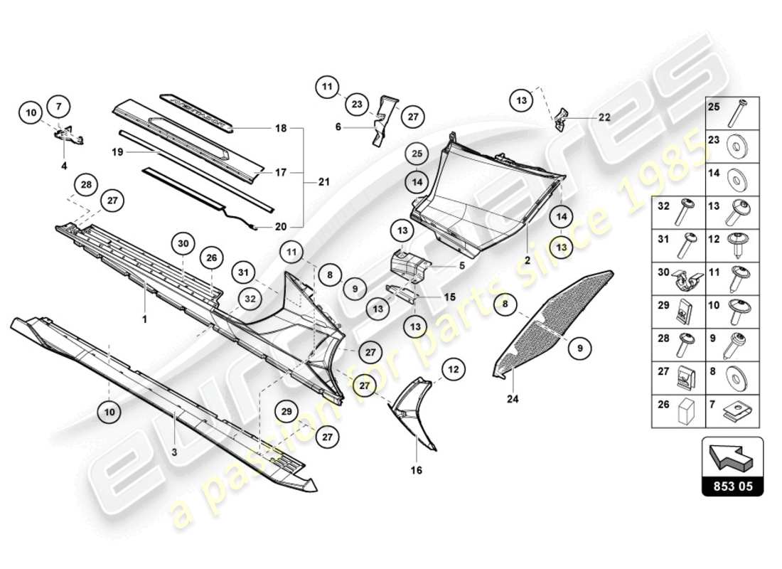 lamborghini lp770-4 svj coupe (2019) lower external side member for wheel housing part diagram