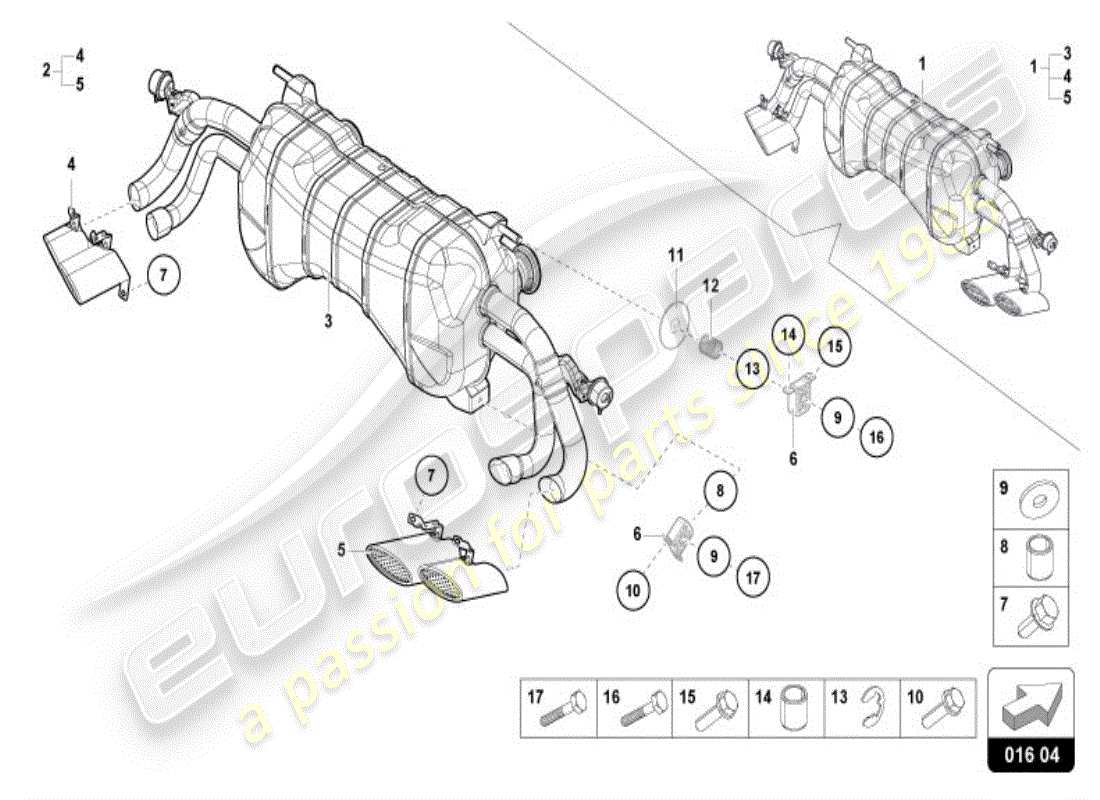 lamborghini huracan lp580-2 coupe (accessories) sports exhaust system (compl.) part diagram