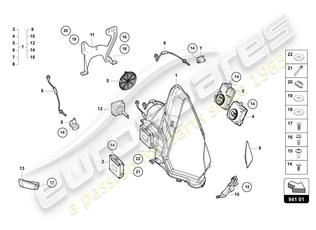 lamborghini lp700-4 roadster (2014) headlights part diagram