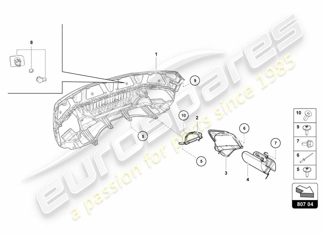 lamborghini lp610-4 spyder (2018) heat shield rear, inner part diagram