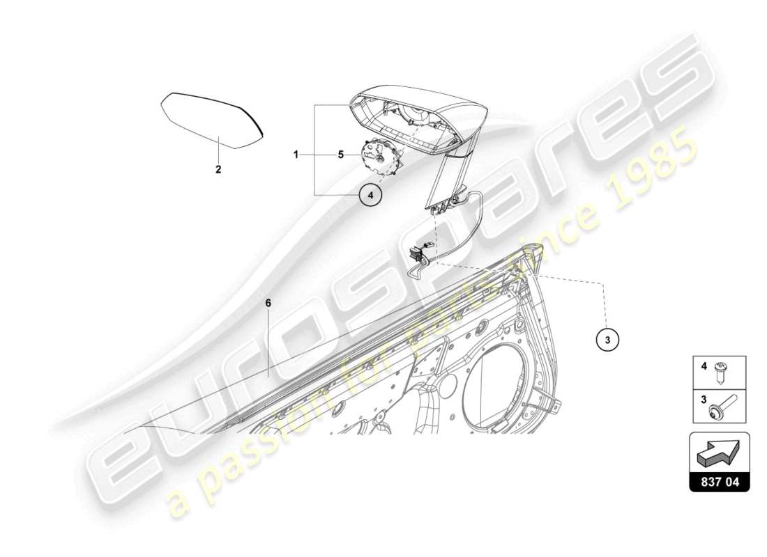 lamborghini lp700-4 roadster (2017) exterior mirror part diagram