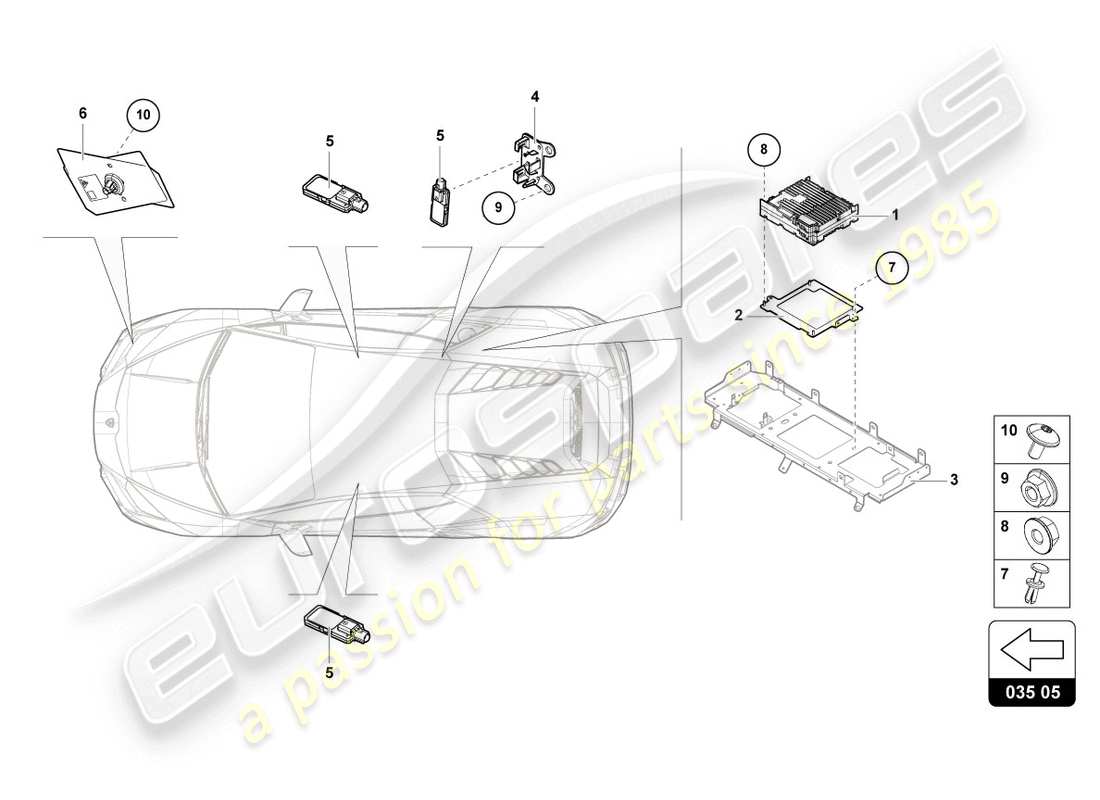 lamborghini evo spyder 2wd (2020) aerial part diagram