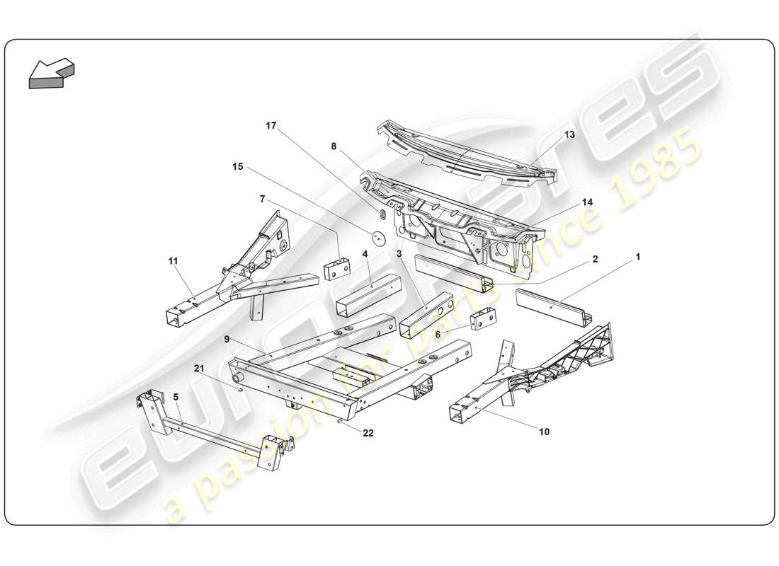 lamborghini super trofeo (2009-2014) chassis element part diagram