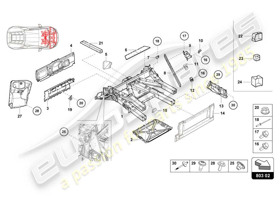 lamborghini lp610-4 coupe (2015) front frame part diagram