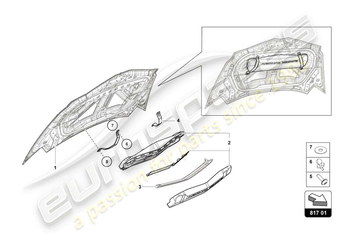 lamborghini lp700-4 roadster (2015) windbreak part diagram