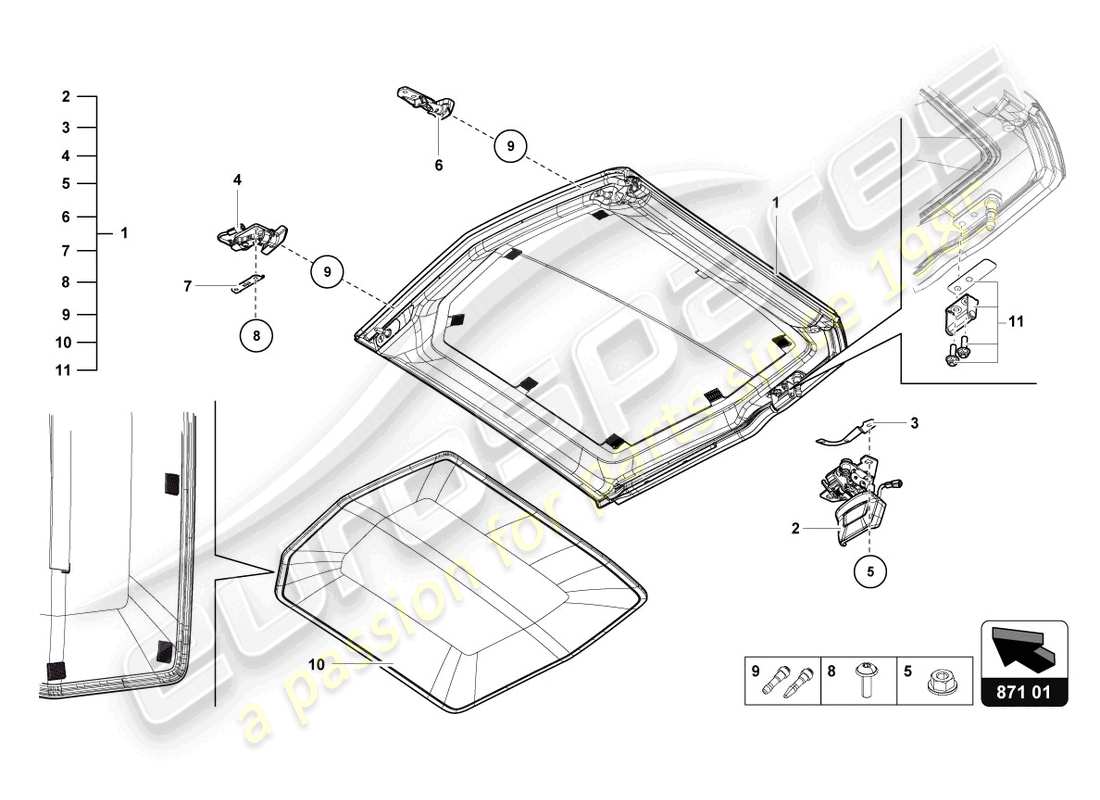 lamborghini lp700-4 roadster (2015) cabrio roof part diagram