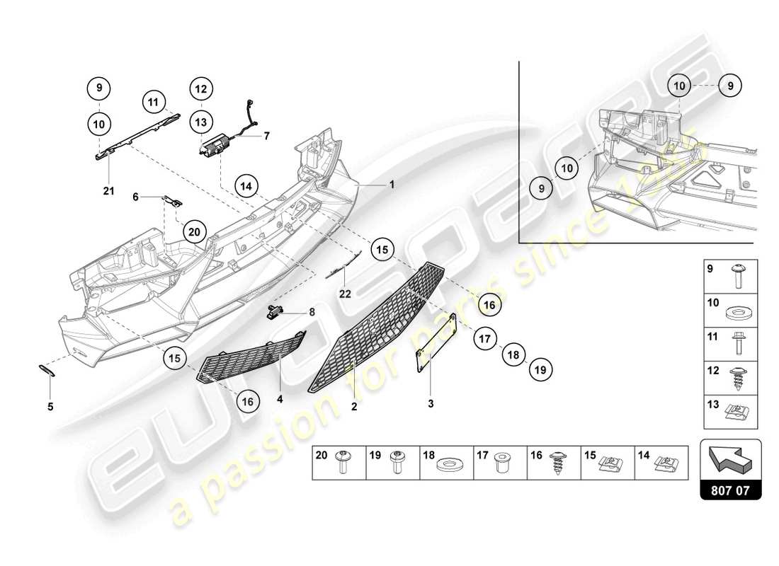 lamborghini lp720-4 roadster 50 (2015) bumper, complete part diagram